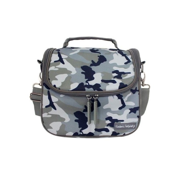 Kindness Footprint Camo Gray Lunch Bag Insulated Detachable Adjustable Strap - Picture 2 of 14